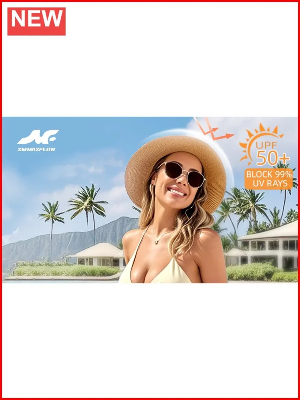 Women Wide Brim Straw Sun Visor Hat UPF 50+ Packable Breathable
